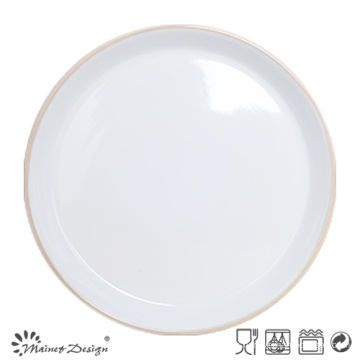Placa de cena de cerámica de 27 cm dentro de gris exterior blanco